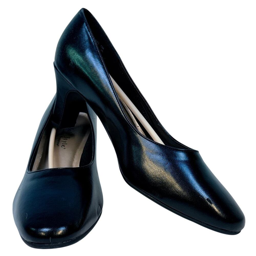 Hush Puppies Woman’s Soft Style Karanan II Black Smooth Sz 9W - Picture 1 of 10
